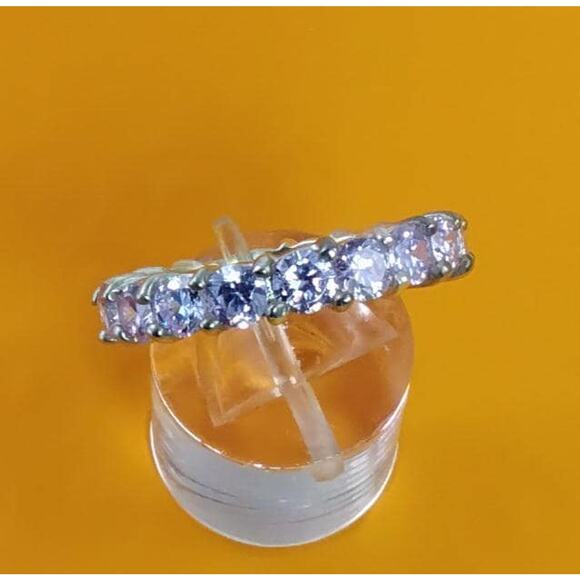 Vintage 2.89 CT Sim Diamond Sterling Silver Engagement Wedding Band Ring Size 7 - Picture 1 of 10